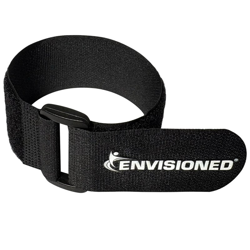 ENVISIONED Reusable Cinch Straps 3/4" x 8" - 12 Pack, Multipurpose Quality Hook and Loop Securing Straps (Black) - Plus 2 Free Bonus Reusable Cable Ties - Image 1